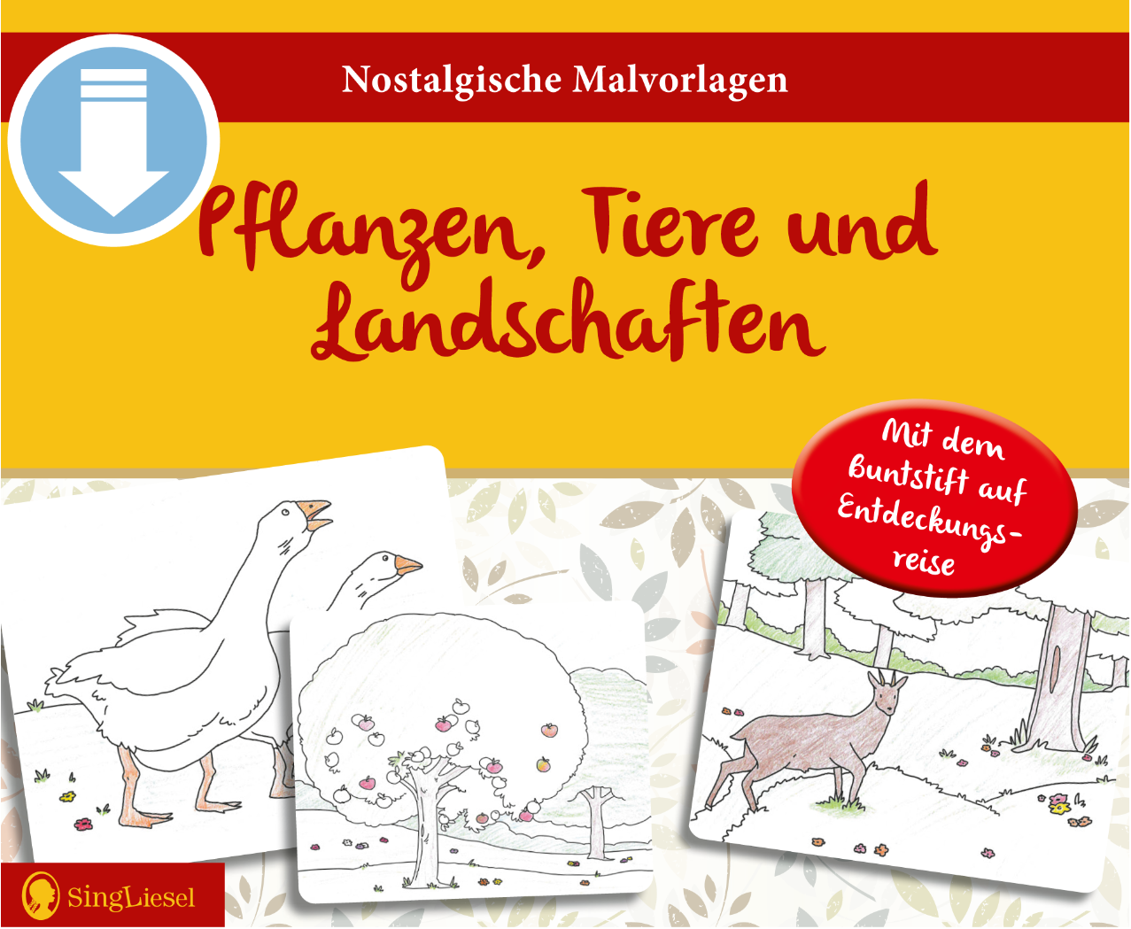 Cover des im Blogbeitrag „Farbenfroher August“ vorgestellten Artikels mit dem Titel: Malvorlagen für Senioren – Pflanzen, Tiere und Landschaften