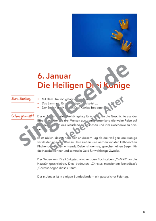 Beispielseiten aus: Von Neujahr bis Fasching  - Aktivierungspaket zu Festen und Bräuche für Senioren als PDF-Download Beispielseiten aus: Von Neujahr bis Fasching  - Aktivierungspaket zu Festen und Bräuche für Senioren als PDF-Download