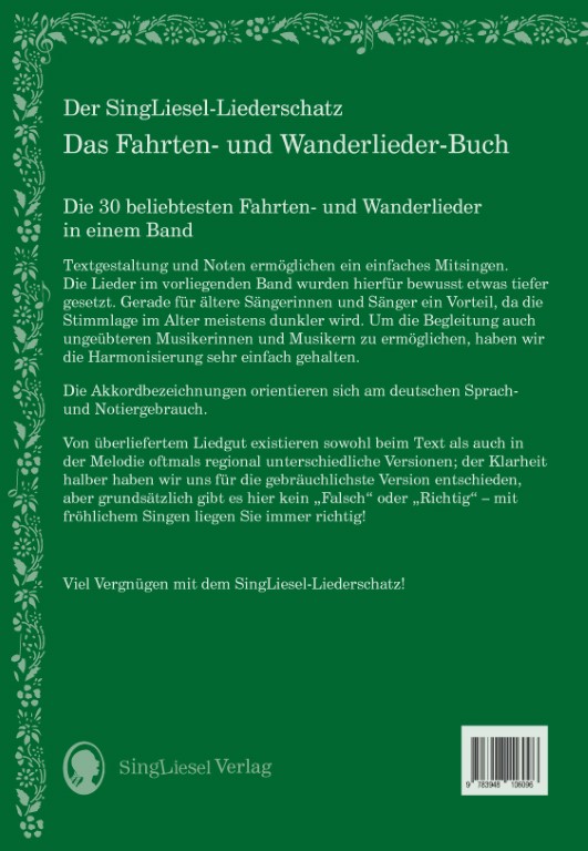 Liederbuch für Senioren im Großdruck – Die schönsten Wanderlieder mit Liedtext und Noten. Beschreibung
