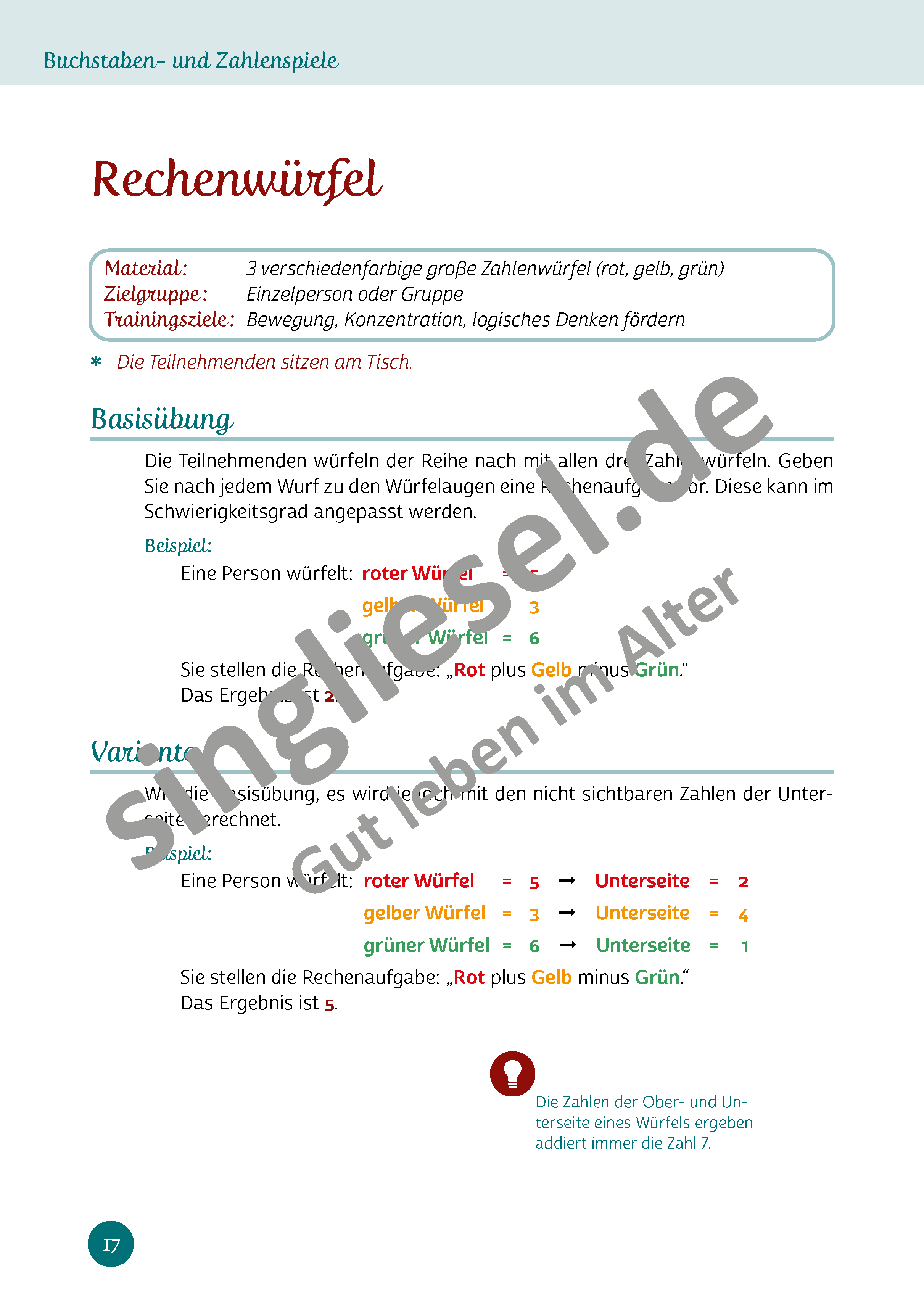 ESD-0001-661-003_Aktives-Gedaechtnistraining-fuer-Senioren_Buchstaben-und-Zahlenspiele_Seite_18_Rechenwuerfel Aktives Gedächtnistraining für Senioren. Buchstaben- und Zahlenspiele. Rechenwürfel