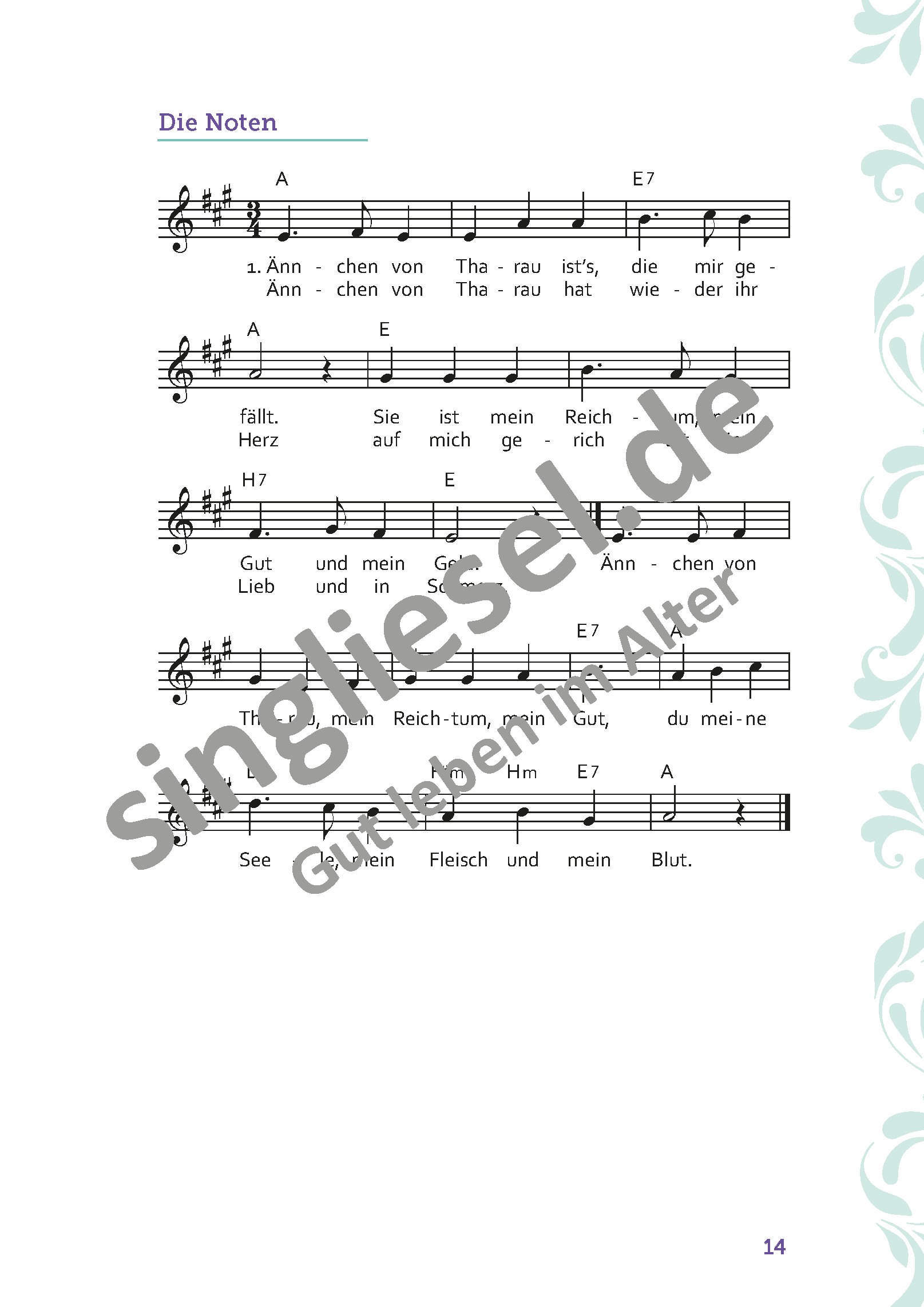 ESD-0001-660-005_Die-schoensten-Sitztaenze_Rund-um-die-Liebe_Seite_15_AEnnchen-von-Tharau_Noten Die schönsten Sitztänze rund um die Liebe. Sitztänze für Senioren- auch mit Demenz. Ännchen von Tharau Noten