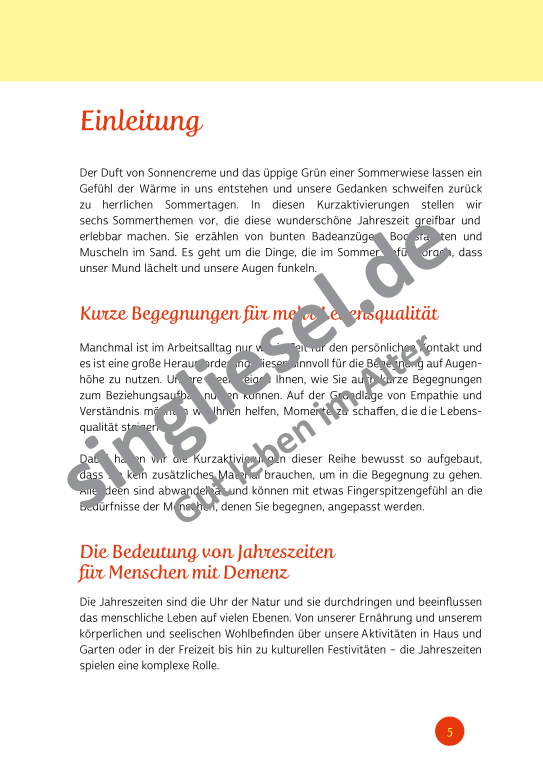 Beispielseiten der PDF: Kurzaktivierungen im Sommer - Beschätigungen für Senioren zum Thema kunterbunter Sommer Beispielseiten der PDF: Kurzaktivierungen im Sommer - Beschätigungen für Senioren zum Thema kunterbunter Sommer