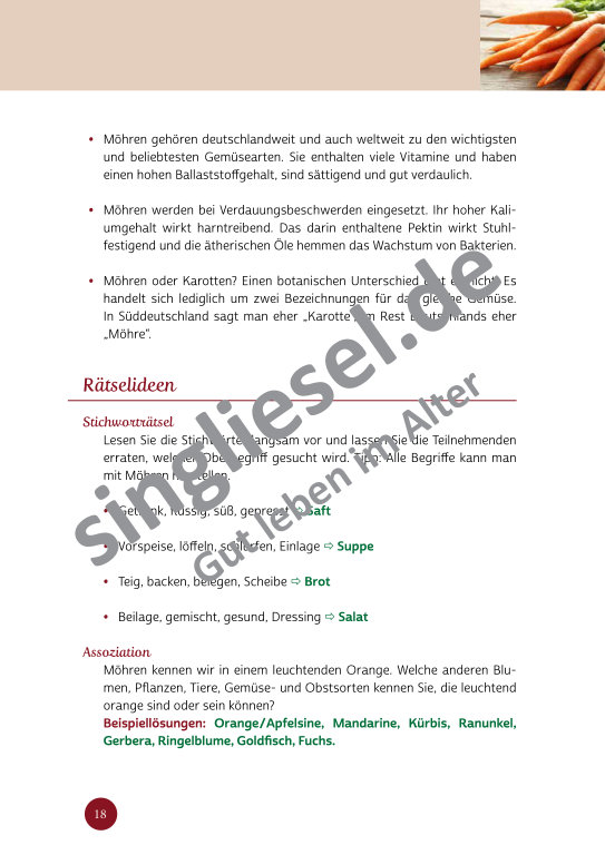 Beispielseiten aus der PDF Kurzaktivierungen im Herbst für Senioren mit Demenz - kreative Ideen zum Thema Essen Beispielseiten aus der PDF Kurzaktivierungen im Herbst für Senioren mit Demenz - kreative Ideen zum Thema Essen