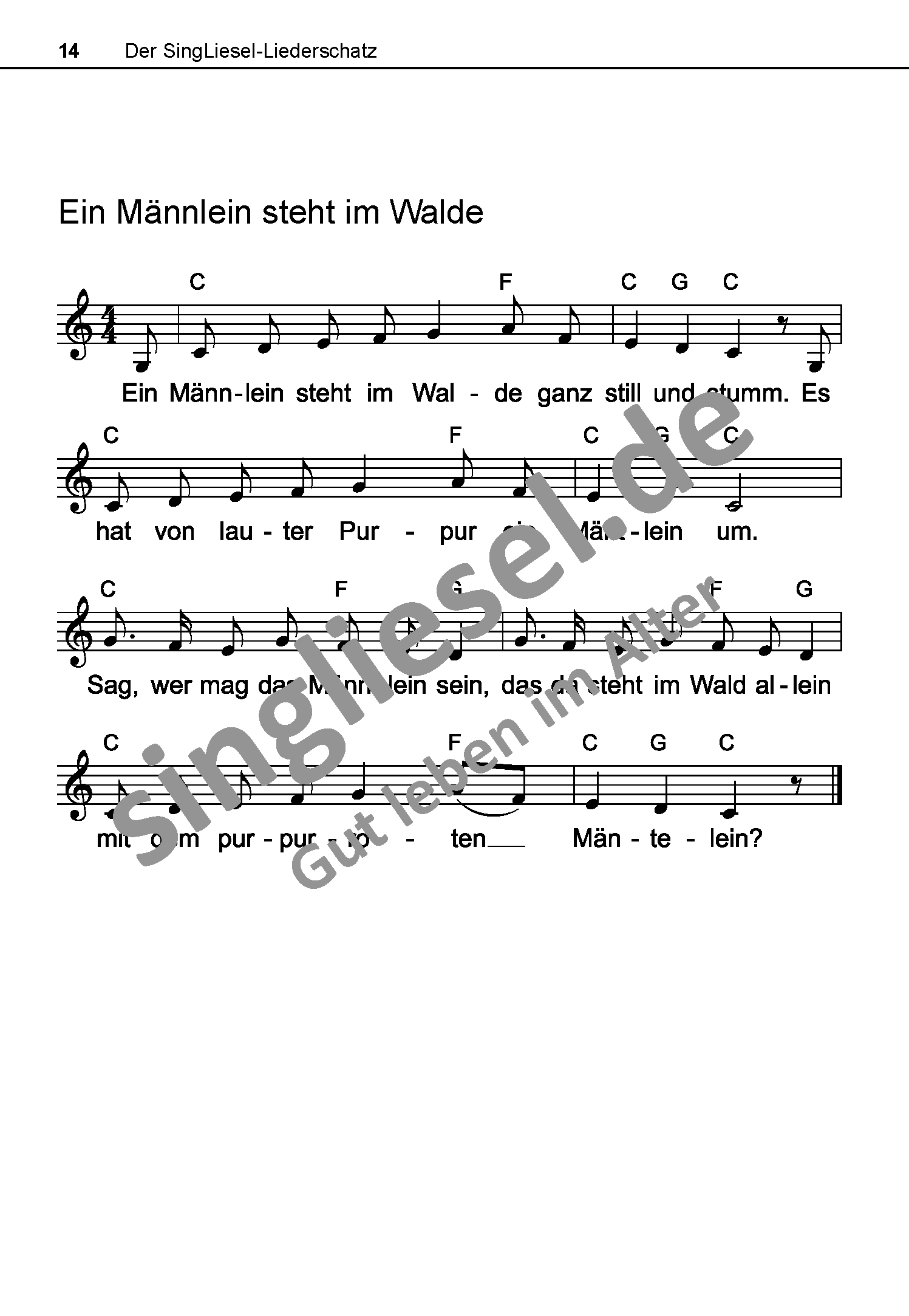 ESD-0001-022-001-Wasserzeichen_Seite_06 Das Herbst- und Winterlieder-Buch für Senioren Ein Männlein steht im Walde Noten