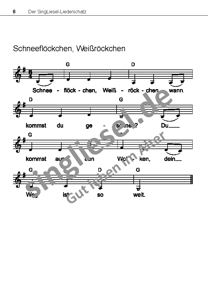 Schneefloeckchen-Weissroeckchen-Text-mit-Noten Die schönsten Winterlieder Schneeflöckchen Weißröckchen Noten