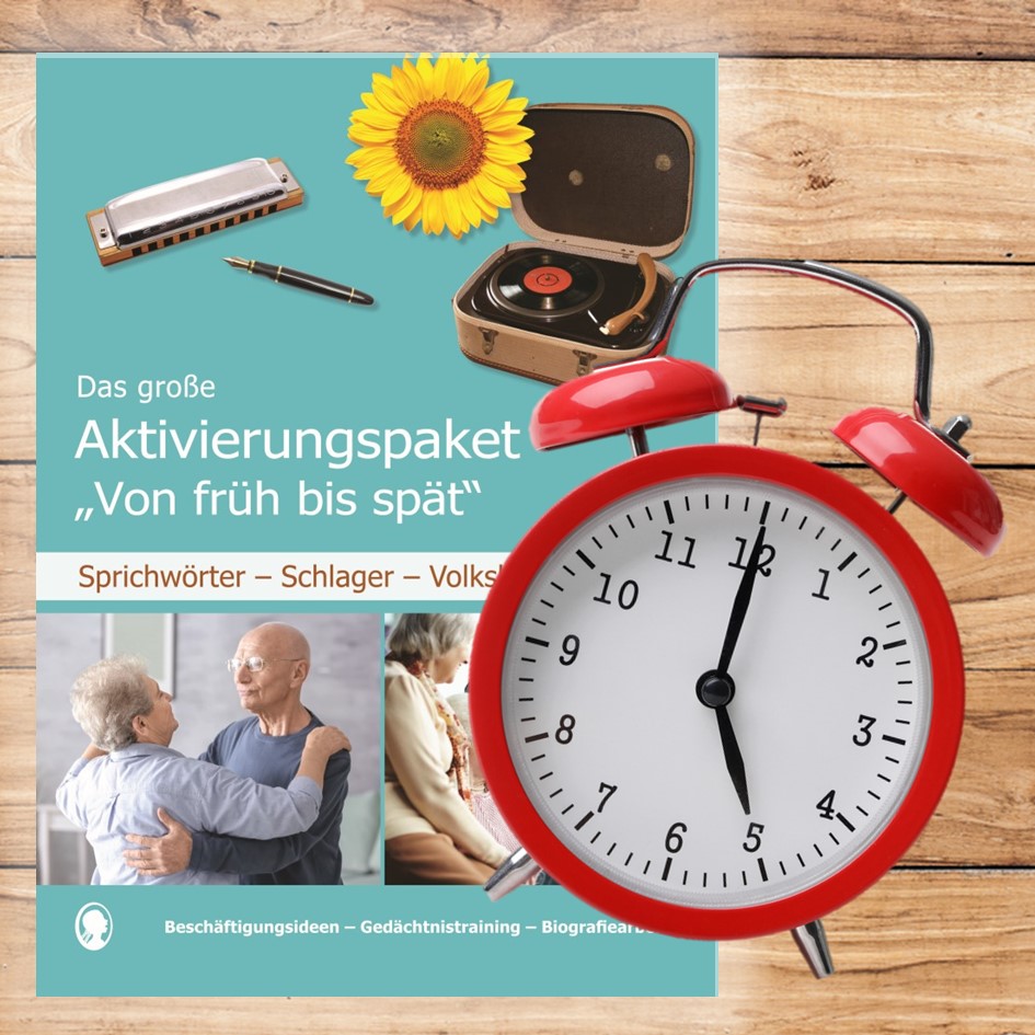 Cover: Gedächtnistraining zum Thema Uhrzeiten – aktivierende Übungen für Senioren mit Demenz als PDF-Download Cover: Gedächtnistraining zum Thema Uhrzeiten – aktivierende Übungen für Senioren mit Demenz als PDF-Download