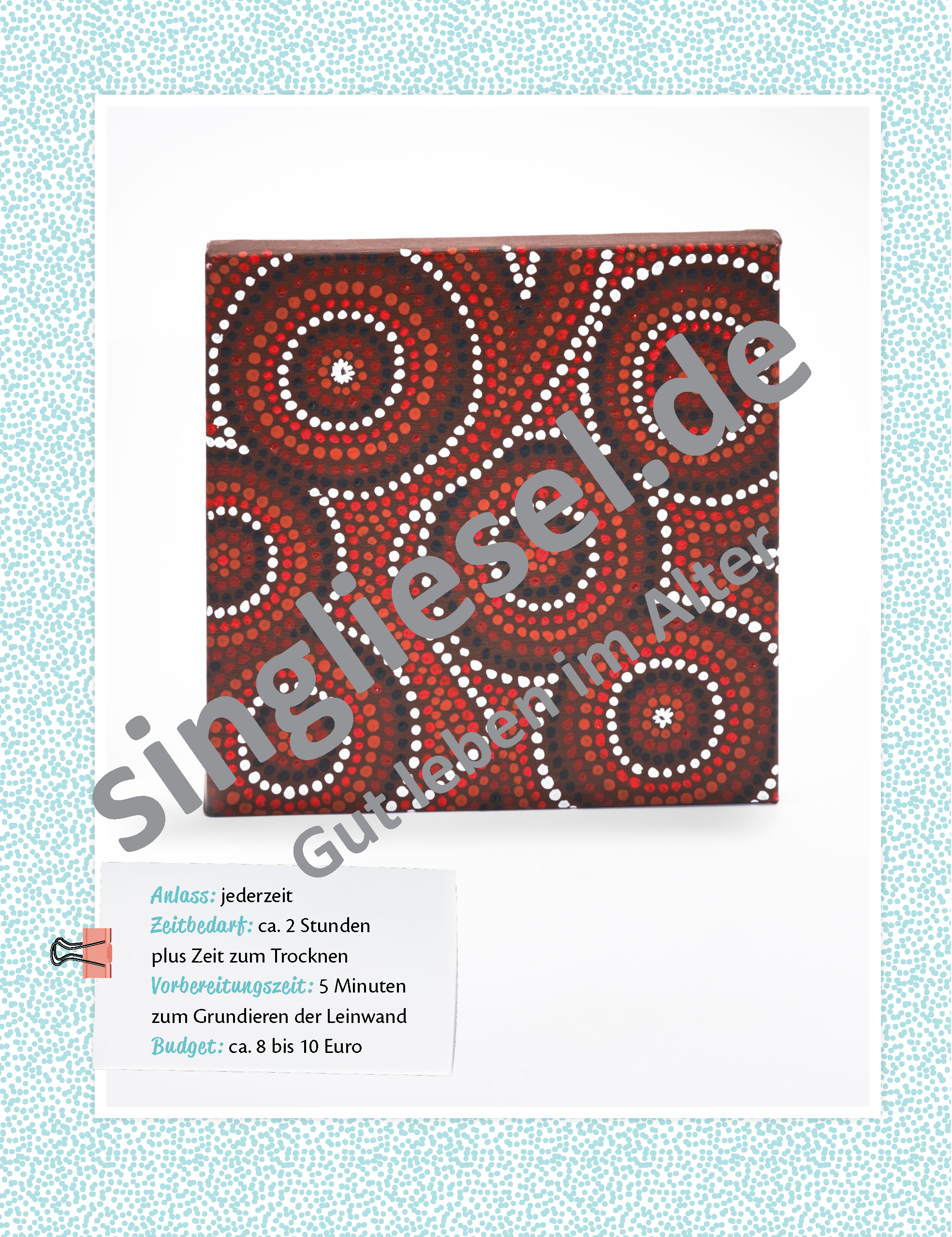 Beispielbild: Bastelanleitung für Dot Painting -  Kreative Beschäftigung zur Aktivierung für Senioren als PDF-Download Beispielbild: Bastelanleitung für Dot Painting -  Kreative Beschäftigung zur Aktivierung für Senioren als PDF-Download