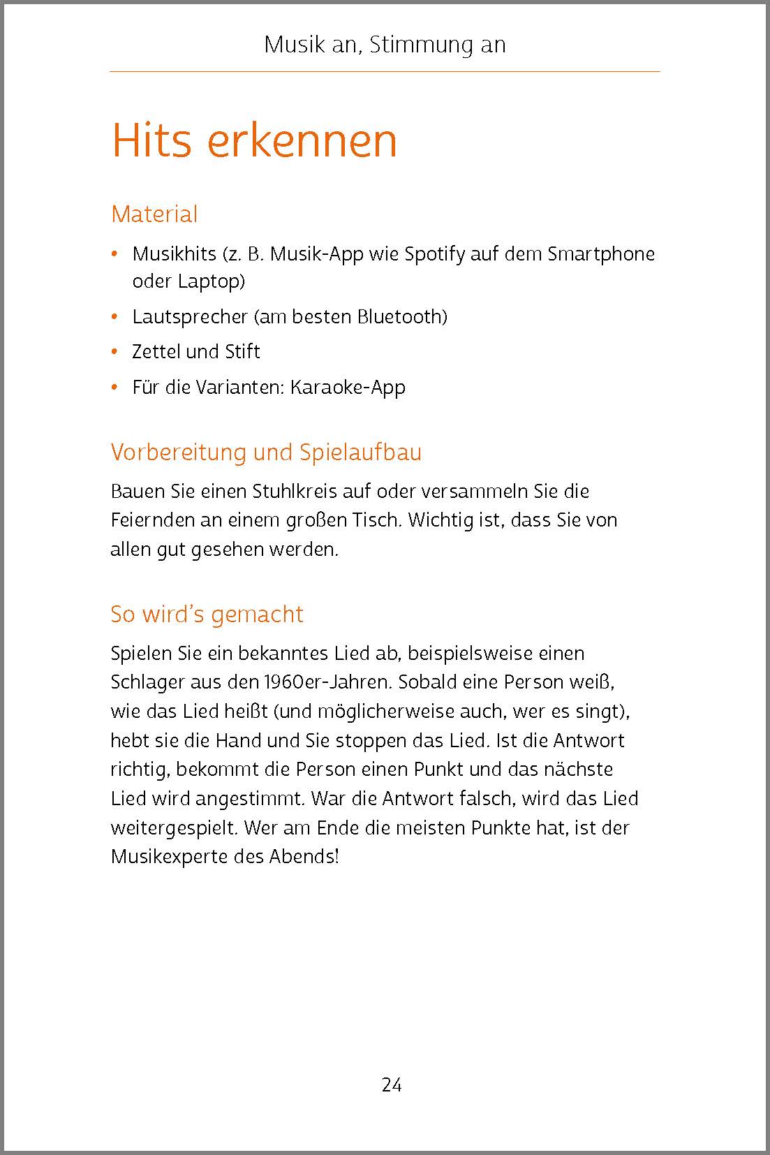 Beispielseite aus dem Buch "Partyspiele für Senioren" "Hits erkennen"