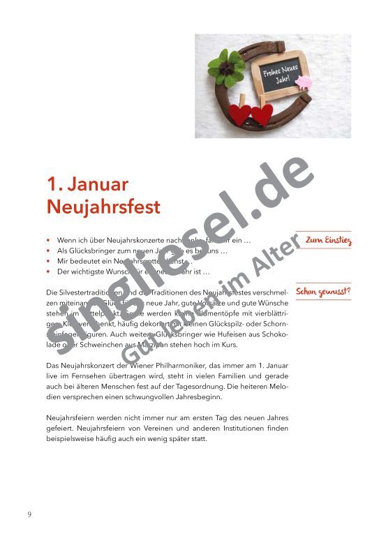 Beispielseiten aus: Von Neujahr bis Fasching  - Aktivierungspaket zu Festen und Bräuche für Senioren als PDF-Download Beispielseiten aus: Von Neujahr bis Fasching  - Aktivierungspaket zu Festen und Bräuche für Senioren als PDF-Download