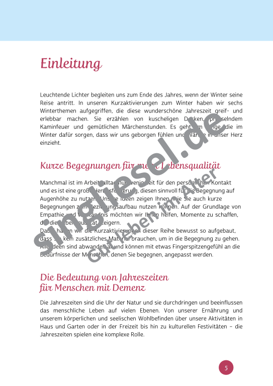 Beispielseiten aus der PDF Kurzaktivierungen im Winter für Senioren mit Demenz - kreative Ideen für gemütliche Winterstunden Beispielseiten aus der PDF Kurzaktivierungen im Winter für Senioren mit Demenz - kreative Ideen für gemütliche Winterstunden