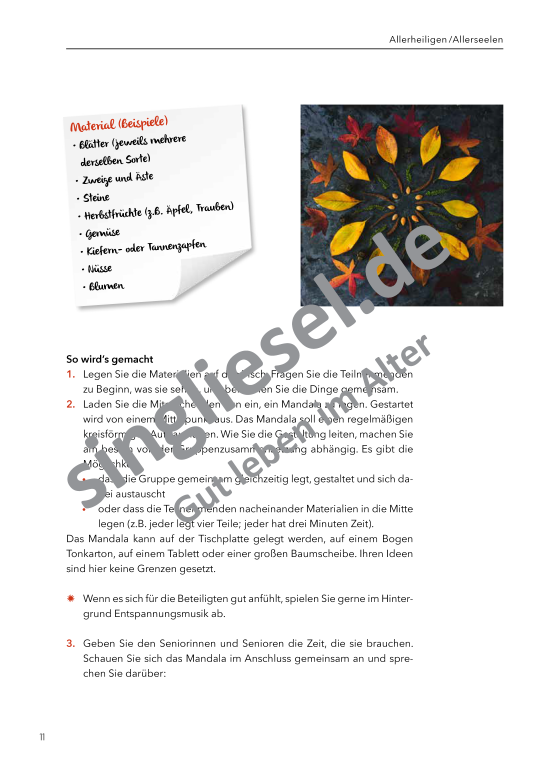 Beispielseiten: Von Allerheiligen bis Nikolaus - Aktivierungspaket zu Festen und Bräuche für Senioren als PDF-Download Beispielseiten: Von Allerheiligen bis Nikolaus - Aktivierungspaket zu Festen und Bräuche für Senioren als PDF-Download