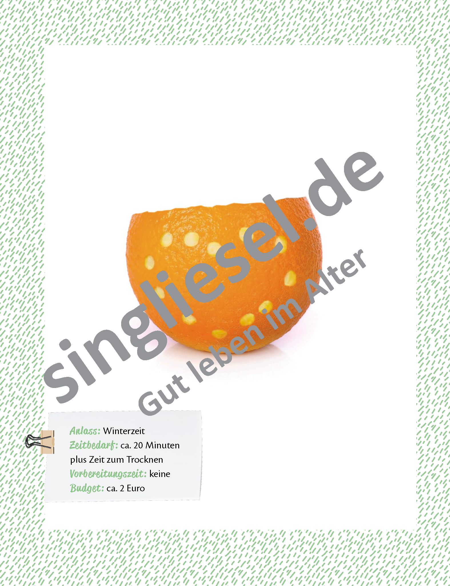 Beispielbild: Bastelanleitung für ein Mandarinen-Teelicht - Kreatives Gestalten für Senioren mit Demenz als PDF-Download Beispielbild: Bastelanleitung für ein Mandarinen-Teelicht - Kreatives Gestalten für Senioren mit Demenz als PDF-Download