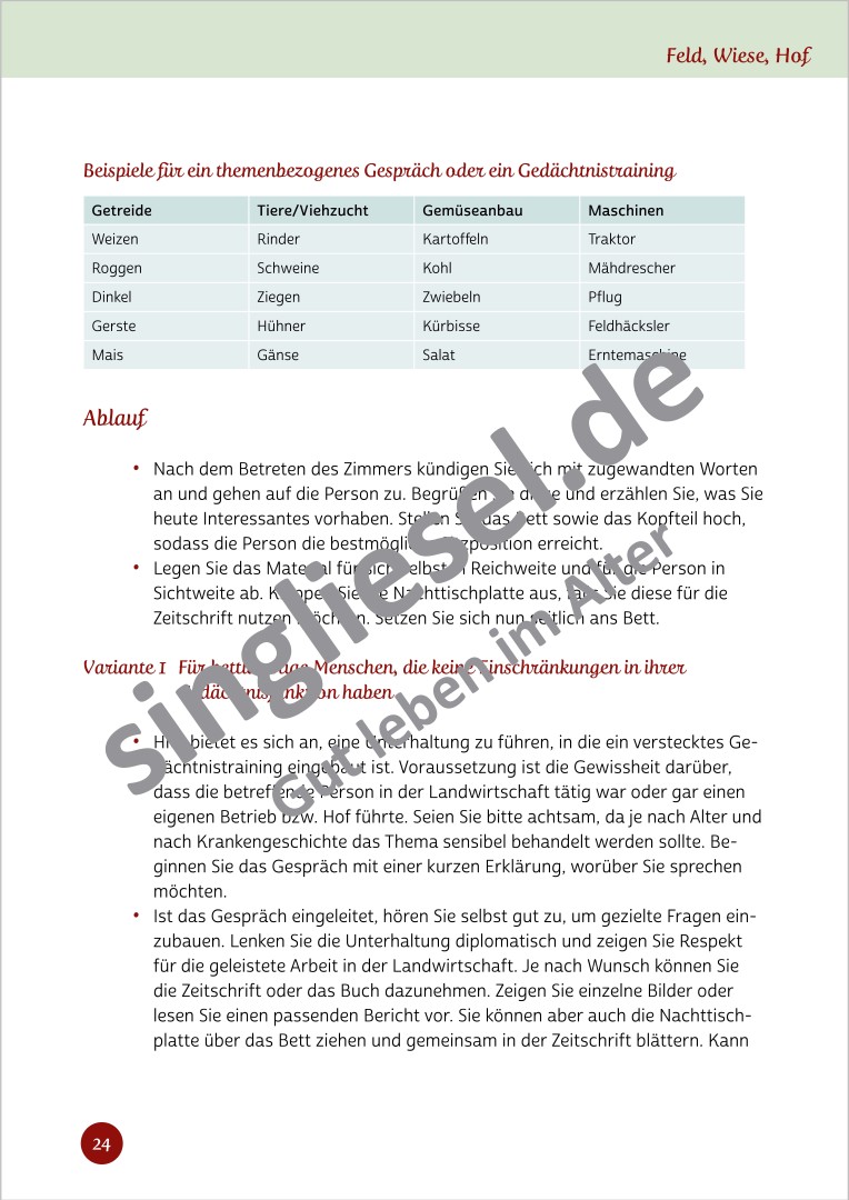 Beispielseite aus dem Buch Lebensgeschichte aktivieren - Kurzaktivierungen für Bettlägerige mit Demenz als PDF-Download