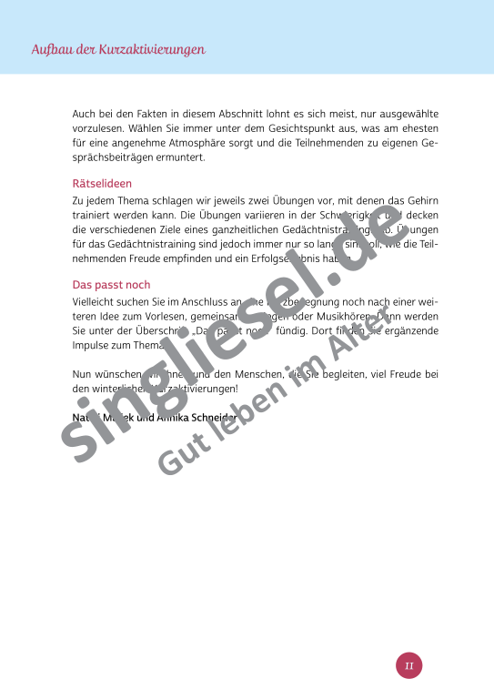 Beispielseiten aus der PDF Kurzaktivierung im Winter für Senioren mit Demenz - kreative Ideen zum Thema Winterzauber Beispielseiten aus der PDF Kurzaktivierung im Winter für Senioren mit Demenz - kreative Ideen zum Thema Winterzauber