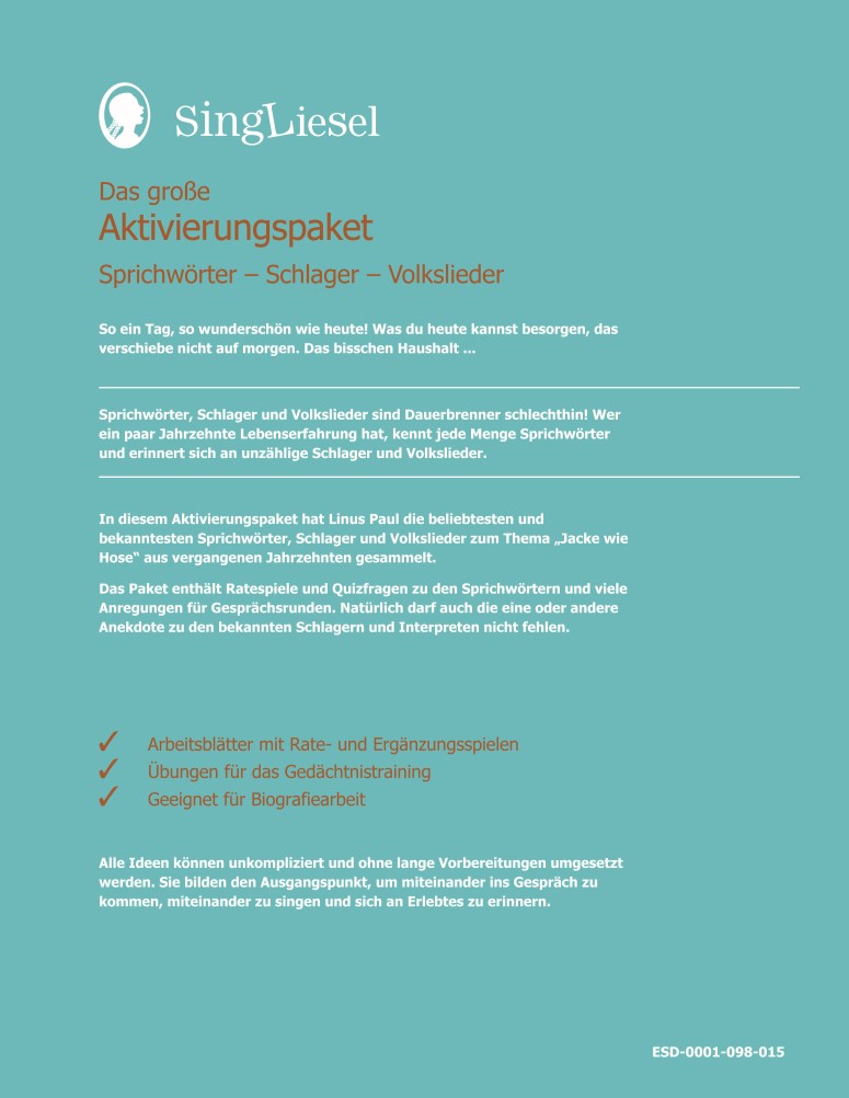ESD-0001-098-015_U4 Das große Aktivierungspaket „Jacke wie Hose" - Als Sofort-Download fürs Handy, Tablet oder den PC