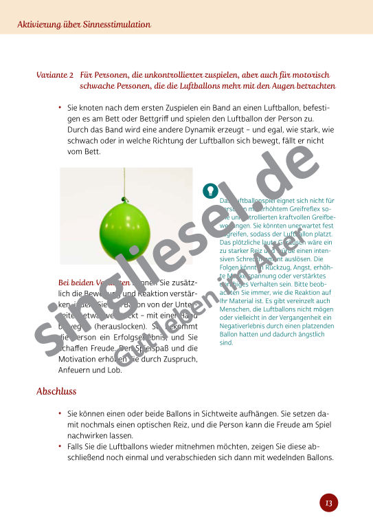Beispielseiten aus Sinneswelten wecken - Kurzaktivierungen für bettlägerige Senioren mit Demenz als PDF-Download Beispielseiten aus Sinneswelten wecken - Kurzaktivierungen für bettlägerige Senioren mit Demenz als PDF-Download