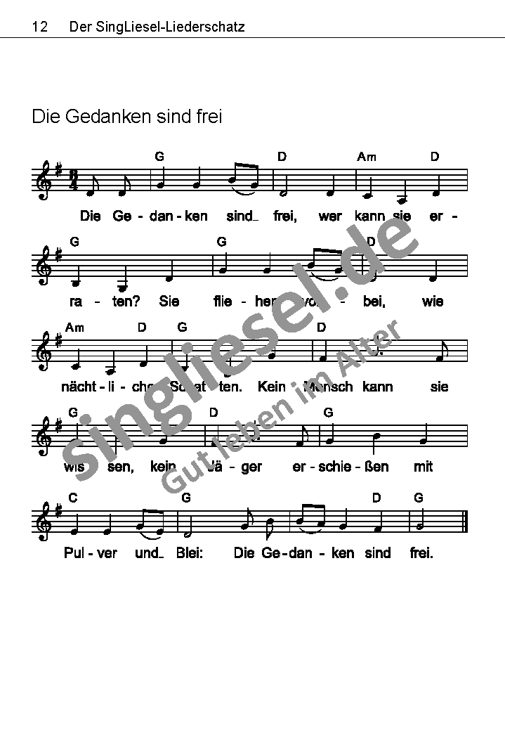 Die-Gedanken-sind-frei-Text-mit-Noten Die schönsten Heimatlieder Die Gedanken sind frei Noten
