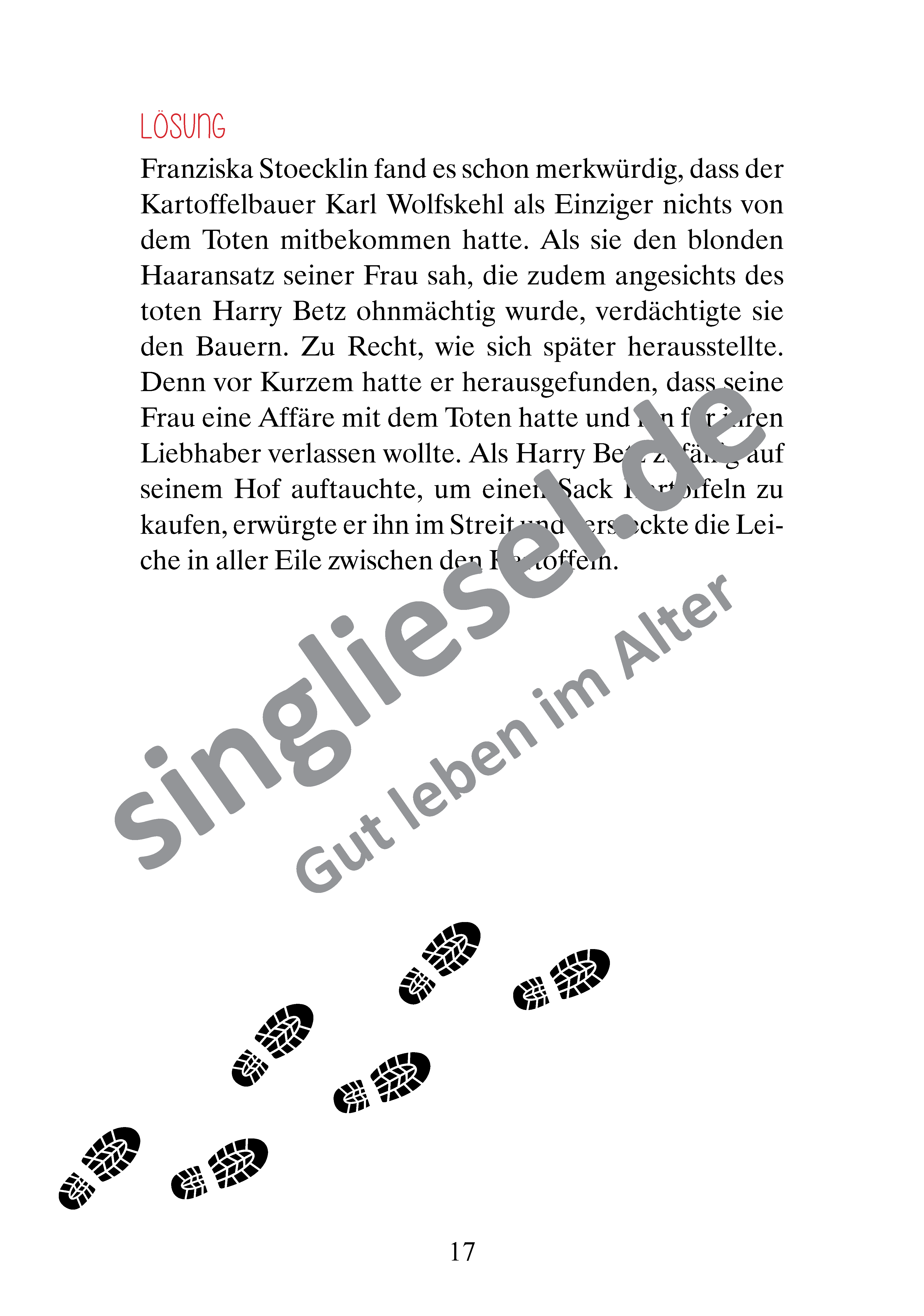 Beispielseiten aus Dem Täter auf der Spur - Krimi-Geschichten zum Vorlesen für Senioren als PDF-Download Beispielseiten aus Dem Täter auf der Spur - Krimi-Geschichten zum Vorlesen für Senioren als PDF-Download