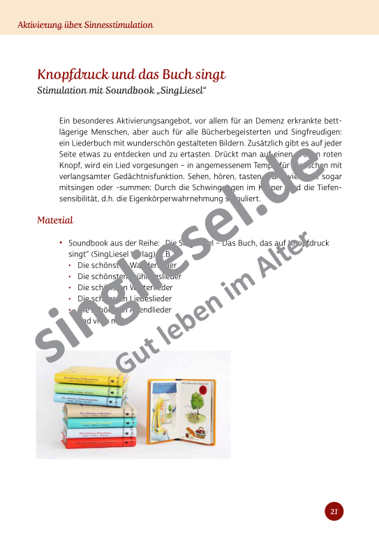 Beispielseiten aus Sinneswelten wecken - Kurzaktivierungen für bettlägerige Senioren mit Demenz als PDF-Download Beispielseiten aus Sinneswelten wecken - Kurzaktivierungen für bettlägerige Senioren mit Demenz als PDF-Download