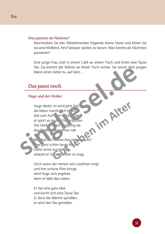 Beispielseiten aus der PDF Kurzaktivierungen im Herbst für Senioren mit Demenz - kreative Ideen zum Thema Essen Beispielseiten aus der PDF Kurzaktivierungen im Herbst für Senioren mit Demenz - kreative Ideen zum Thema Essen