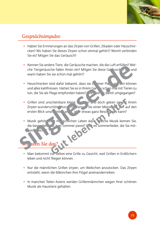 Beispielseiten der PDF: Kurzaktivierungen im Sommer - Beschätigungen für Senioren zum Thema Tiere im Sommer Beispielseiten der PDF: Kurzaktivierungen im Sommer - Beschätigungen für Senioren zum Thema Tiere im Sommer