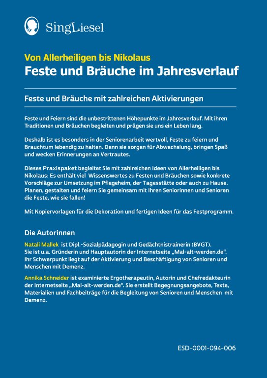 Beispielseiten: Von Allerheiligen bis Nikolaus - Aktivierungspaket zu Festen und Bräuche für Senioren als PDF-Download Beispielseiten: Von Allerheiligen bis Nikolaus - Aktivierungspaket zu Festen und Bräuche für Senioren als PDF-Download