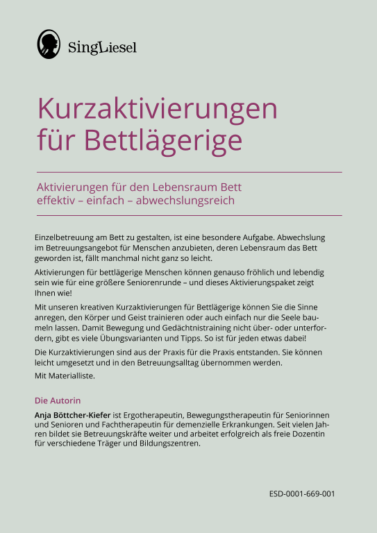 Beispielseiten aus Sinneswelten wecken - Kurzaktivierungen für bettlägerige Senioren mit Demenz als PDF-Download Beispielseiten aus Sinneswelten wecken - Kurzaktivierungen für bettlägerige Senioren mit Demenz als PDF-Download