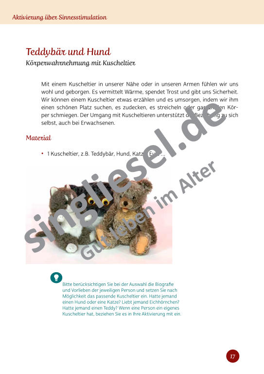 Beispielseiten aus Sinneswelten wecken - Kurzaktivierungen für bettlägerige Senioren mit Demenz als PDF-Download Beispielseiten aus Sinneswelten wecken - Kurzaktivierungen für bettlägerige Senioren mit Demenz als PDF-Download