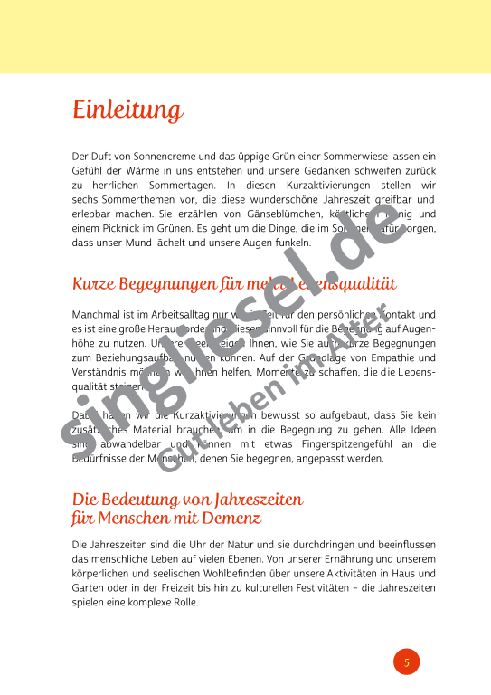 Beispielseiten der PDF: Kurzaktivierungen im Sommer - Beschätigungen für Senioren zum Thema Wald und Wiese Beispielseiten der PDF: Kurzaktivierungen im Sommer - Beschätigungen für Senioren zum Thema Wald und Wiese