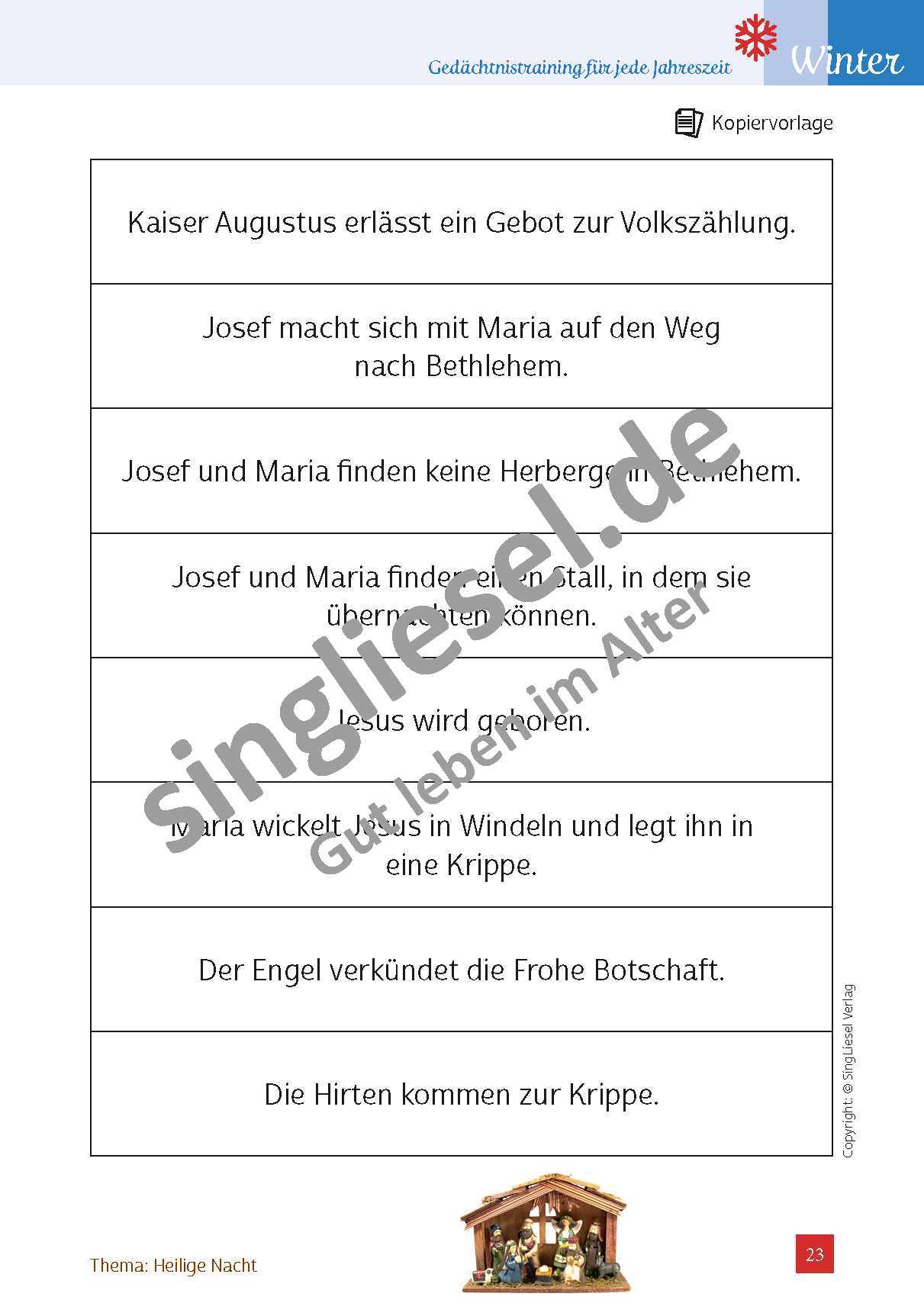 ESD-0001-025-005__Vorschau-23 Gedächtnistraining Senioren. Winter. Weihnachten. SingLiesel. Kopervorlage Weihnachtsgeschichte
