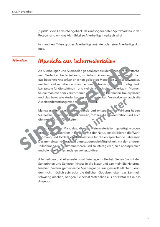 Beispielseiten: Von Allerheiligen bis Nikolaus - Aktivierungspaket zu Festen und Bräuche für Senioren als PDF-Download Beispielseiten: Von Allerheiligen bis Nikolaus - Aktivierungspaket zu Festen und Bräuche für Senioren als PDF-Download