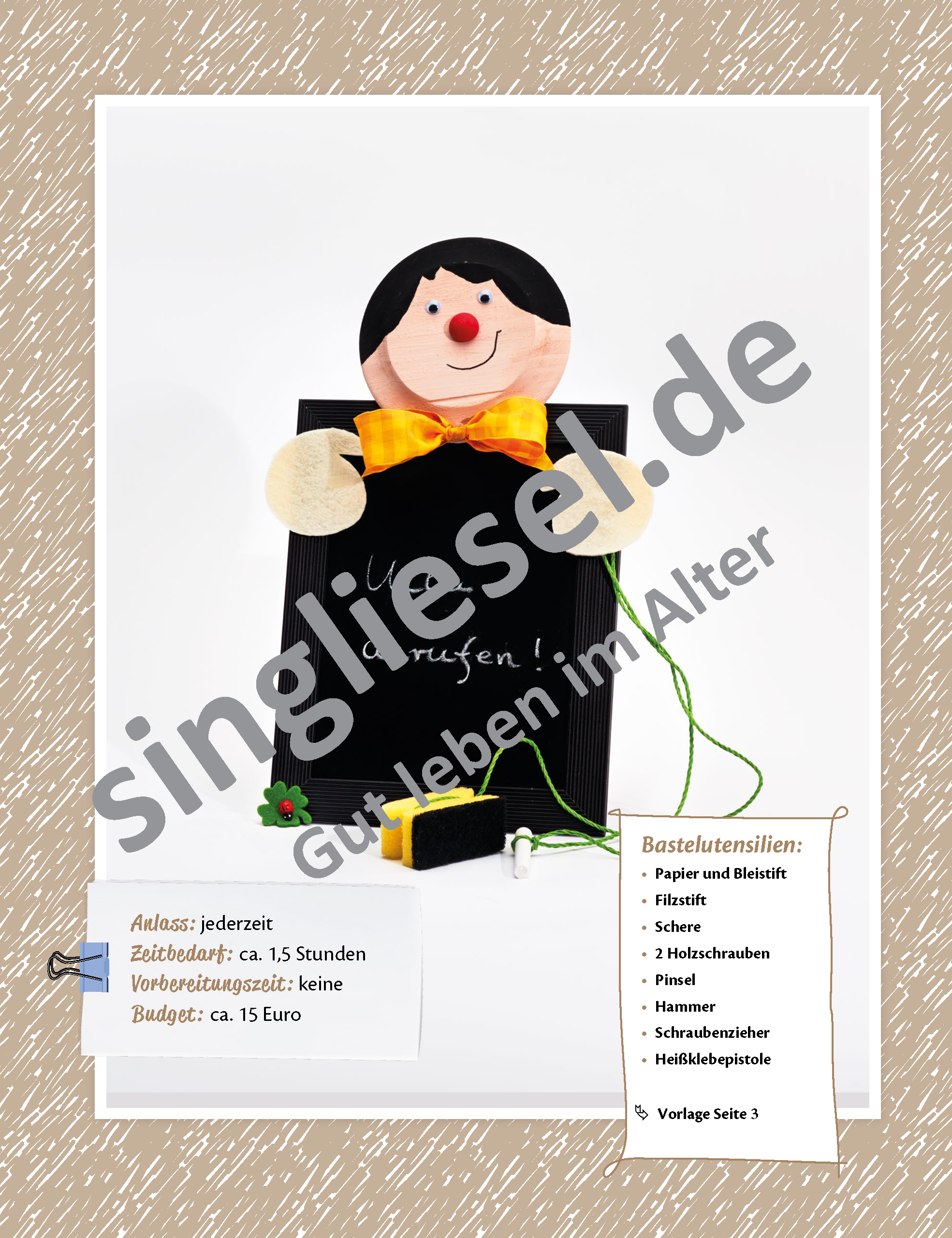Beispielbild: Anleitung Merktafel basteln- kreative Handarbeit für Senioren zur Beschäftigung als PDF-Download Beispielbild: Anleitung Merktafel basteln- kreative Handarbeit für Senioren zur Beschäftigung als PDF-Download