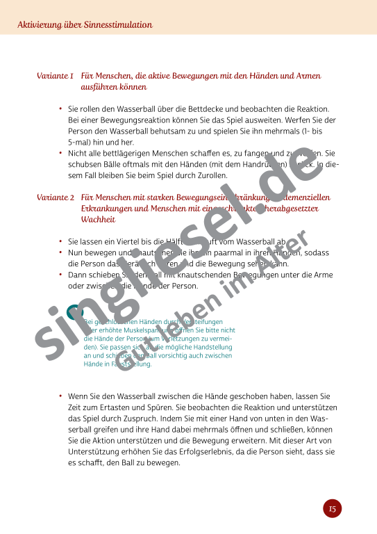 Beispielseiten aus Sinneswelten wecken - Kurzaktivierungen für bettlägerige Senioren mit Demenz als PDF-Download Beispielseiten aus Sinneswelten wecken - Kurzaktivierungen für bettlägerige Senioren mit Demenz als PDF-Download