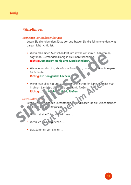 Beispielseiten der PDF: Kurzaktivierungen im Sommer - Beschätigungen für Senioren zum Thema Wald und Wiese Beispielseiten der PDF: Kurzaktivierungen im Sommer - Beschätigungen für Senioren zum Thema Wald und Wiese