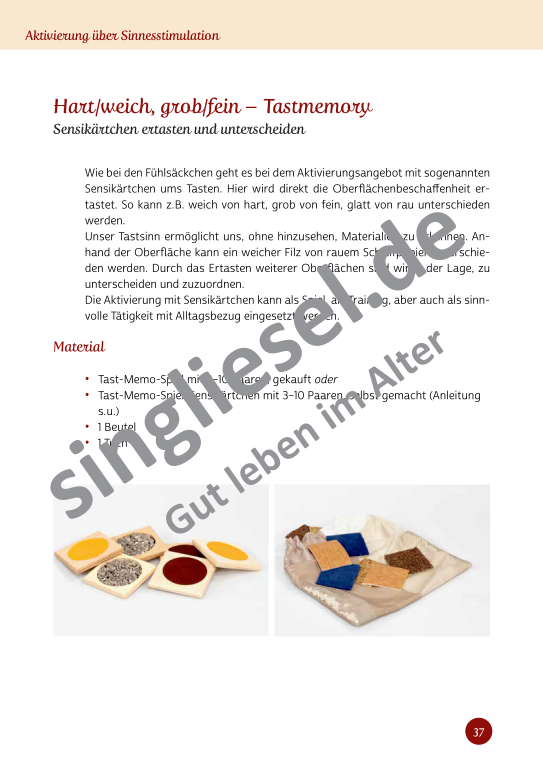 Beispielseiten aus Sinneswelten wecken - Kurzaktivierungen für bettlägerige Senioren mit Demenz als PDF-Download Beispielseiten aus Sinneswelten wecken - Kurzaktivierungen für bettlägerige Senioren mit Demenz als PDF-Download