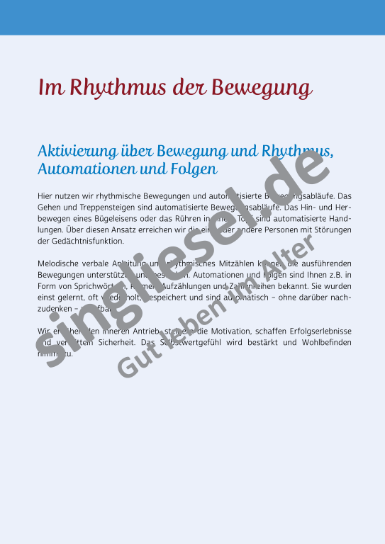 Beispielseiten aus Im Rhythmus der Bewegung - Kurzaktivierungen für bettlägerige Senioren mit Demenz als PDF-Download Beispielseiten aus Im Rhythmus der Bewegung - Kurzaktivierungen für bettlägerige Senioren mit Demenz als PDF-Download