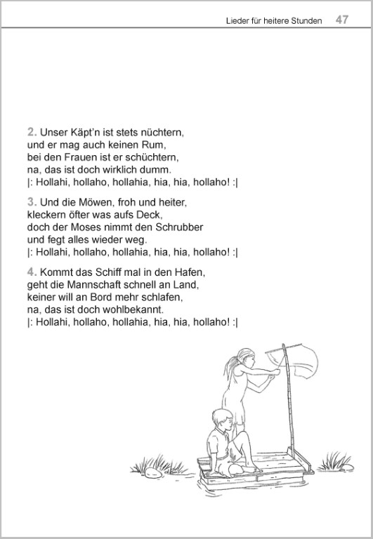 Liederbuch für Senioren im Großdruck – Eine Seefahrt, die ist lustig. Volkslied mit Liedtext und Noten für heitere Stunden