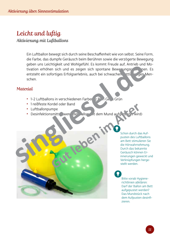 Beispielseiten aus Sinneswelten wecken - Kurzaktivierungen für bettlägerige Senioren mit Demenz als PDF-Download Beispielseiten aus Sinneswelten wecken - Kurzaktivierungen für bettlägerige Senioren mit Demenz als PDF-Download