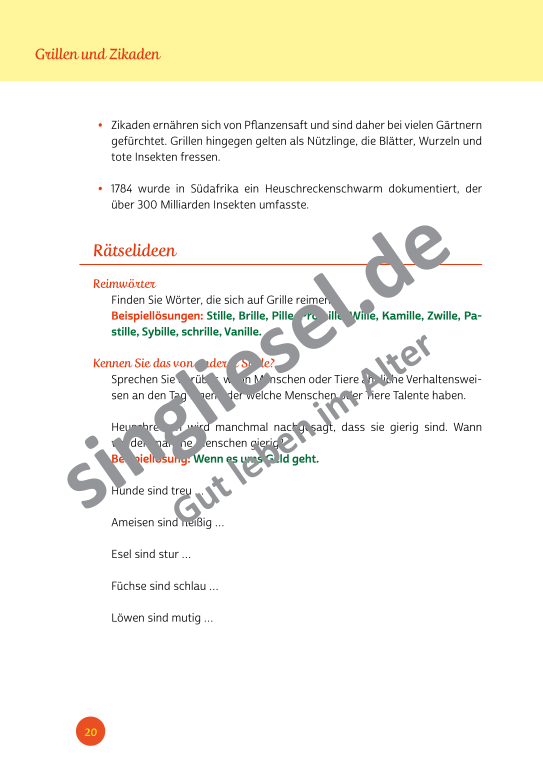 Beispielseiten der PDF: Kurzaktivierungen im Sommer - Beschätigungen für Senioren zum Thema Tiere im Sommer Beispielseiten der PDF: Kurzaktivierungen im Sommer - Beschätigungen für Senioren zum Thema Tiere im Sommer