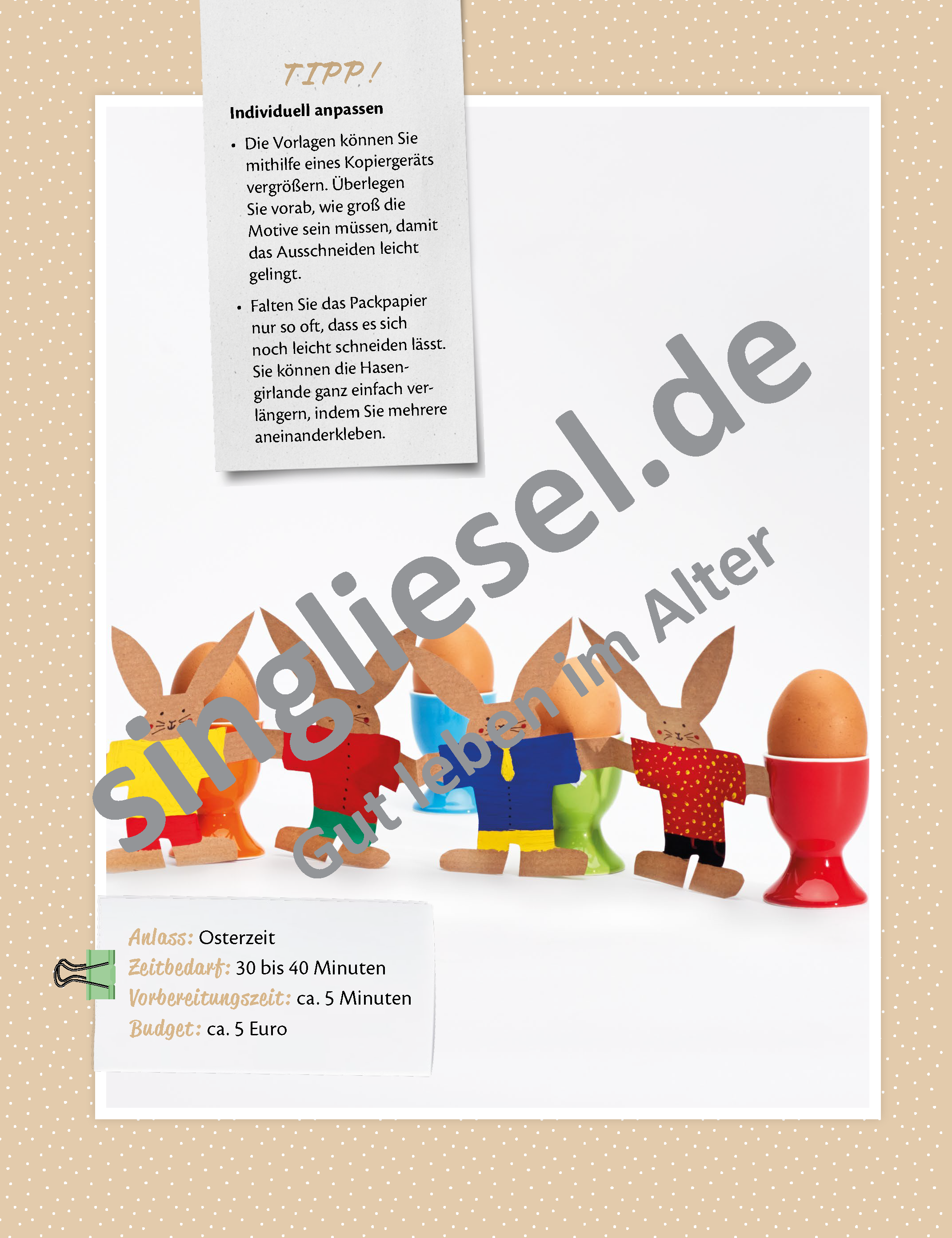 Beispielbild: Bastelanleitung Osterzeit - Kreatives Gestalten für Senioren mit Demenz Beispielbild: Bastelanleitung Osterzeit - Kreatives Gestalten für Senioren mit Demenz