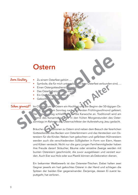 Beispielseiten aus: Von Ostern bis Pfingsten  - Aktivierungspaket zu Festen und Bräuche für Senioren als PDF-Download Beispielseiten aus: Von Ostern bis Pfingsten  - Aktivierungspaket zu Festen und Bräuche für Senioren als PDF-Download