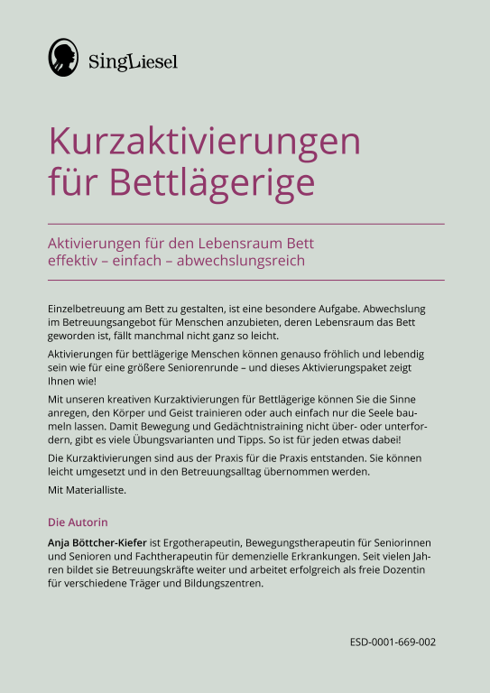 Beispielseiten aus Im Rhythmus der Bewegung - Kurzaktivierungen für bettlägerige Senioren mit Demenz als PDF-Download Beispielseiten aus Im Rhythmus der Bewegung - Kurzaktivierungen für bettlägerige Senioren mit Demenz als PDF-Download