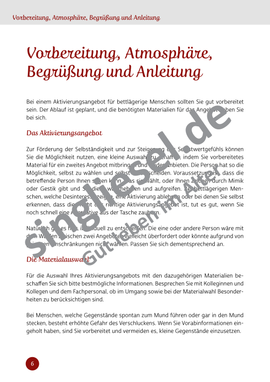 Beispielseiten aus Sinneswelten wecken - Kurzaktivierungen für bettlägerige Senioren mit Demenz als PDF-Download Beispielseiten aus Sinneswelten wecken - Kurzaktivierungen für bettlägerige Senioren mit Demenz als PDF-Download