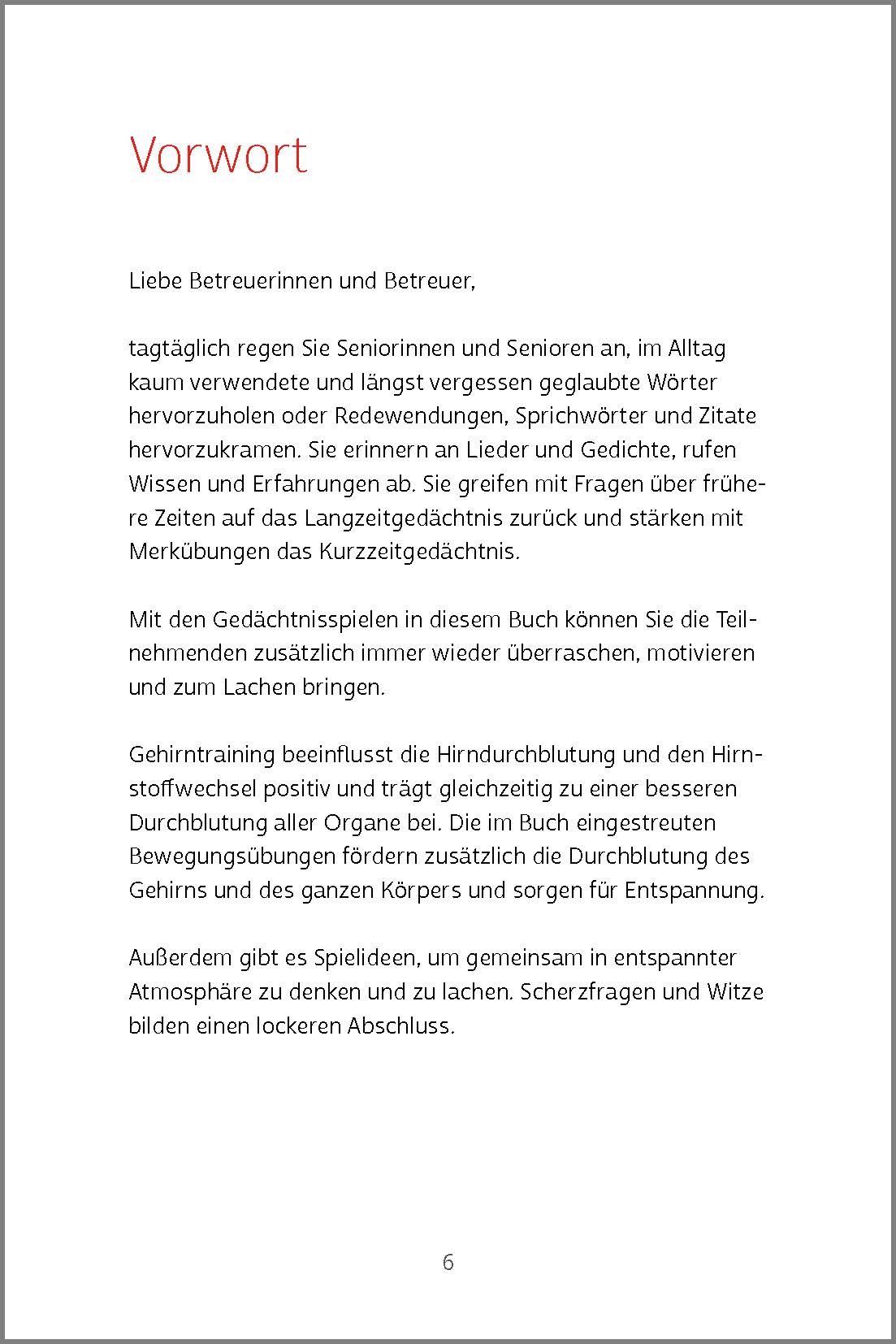 Vorwort aus "Gedächtnistraining rund um Tiere"
