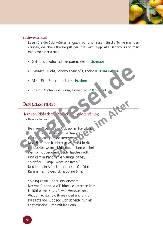 Beispielseiten der PDF: Kurzaktivierungen im Herbst - Beschätigungen für Senioren zum Thema Haus und Garten Beispielseiten der PDF: Kurzaktivierungen im Herbst - Beschätigungen für Senioren zum Thema Haus und Garten