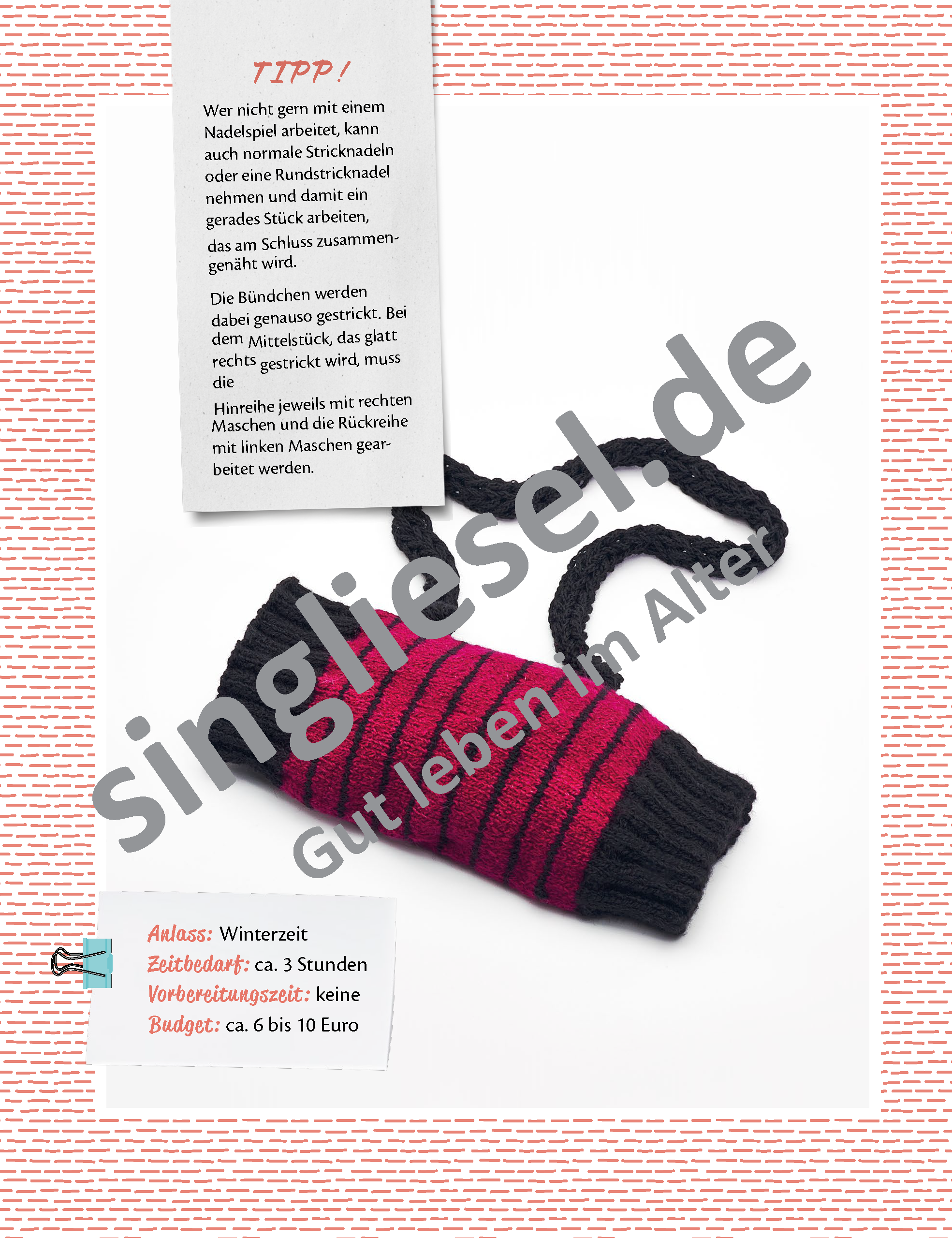 Bastelanleitung für einen Strickmuff - Kreatives Gestalten für Senioren mit Demenz zur Aktivierung als PDF-Download Bastelanleitung für einen Strickmuff - Kreatives Gestalten für Senioren mit Demenz zur Aktivierung als PDF-Download