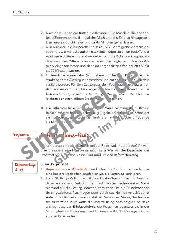 Beispielseiten: Vom Spätsommer bis Reformationstag  - Aktivierungspaket zu Festen und Bräuche für Senioren als PDF-Download Beispielseiten: Vom Spätsommer bis Reformationstag  - Aktivierungspaket zu Festen und Bräuche für Senioren als PDF-Download