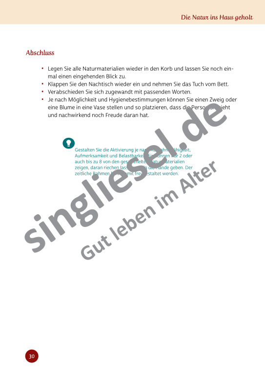 Beispielseiten aus Sinneswelten wecken - Kurzaktivierungen für bettlägerige Senioren mit Demenz als PDF-Download Beispielseiten aus Sinneswelten wecken - Kurzaktivierungen für bettlägerige Senioren mit Demenz als PDF-Download