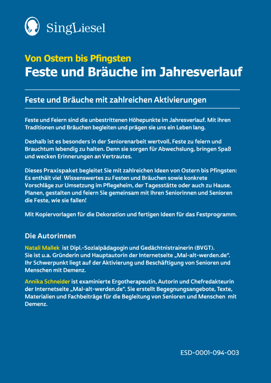 Beispielseiten aus: Von Ostern bis Pfingsten  - Aktivierungspaket zu Festen und Bräuche für Senioren als PDF-Download Beispielseiten aus: Von Ostern bis Pfingsten  - Aktivierungspaket zu Festen und Bräuche für Senioren als PDF-Download
