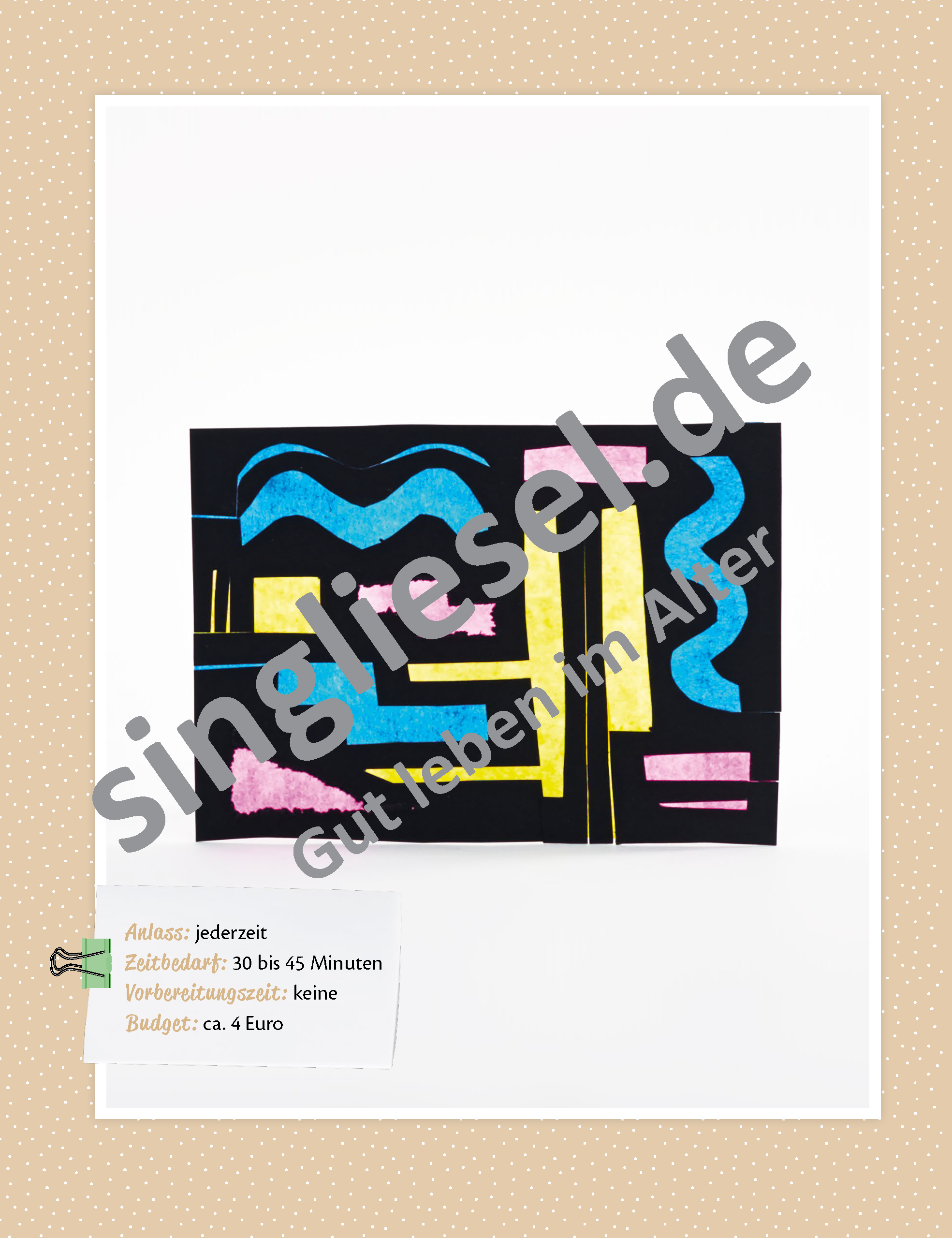 Beispielbild: Bastelanleitung für Fensterschmuck – kreative Beschäftigungsidee für Senioren mit Demenz als PDF-Download Beispielbild: Bastelanleitung für Fensterschmuck – kreative Beschäftigungsidee für Senioren mit Demenz als PDF-Download